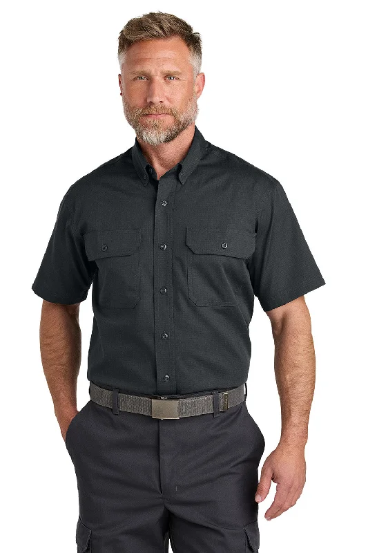 CornerStone Mens Select Ripstop Stain Resistant Short Sleeve Button Down Shirt w/ Pockets - Echo Steel Grey - New