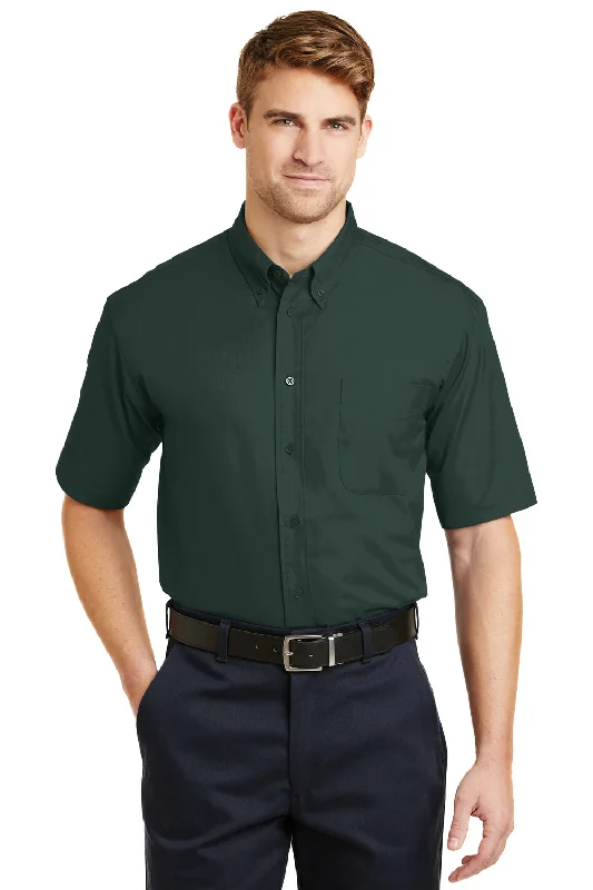 CornerStone Mens SuperPro Stain Resistant Short Sleeve Button Down Shirt w/ Pocket - Dark Green - Closeout