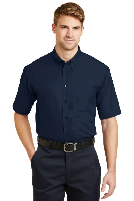 CornerStone Mens SuperPro Stain Resistant Short Sleeve Button Down Shirt w/ Pocket - Navy Blue - Closeout