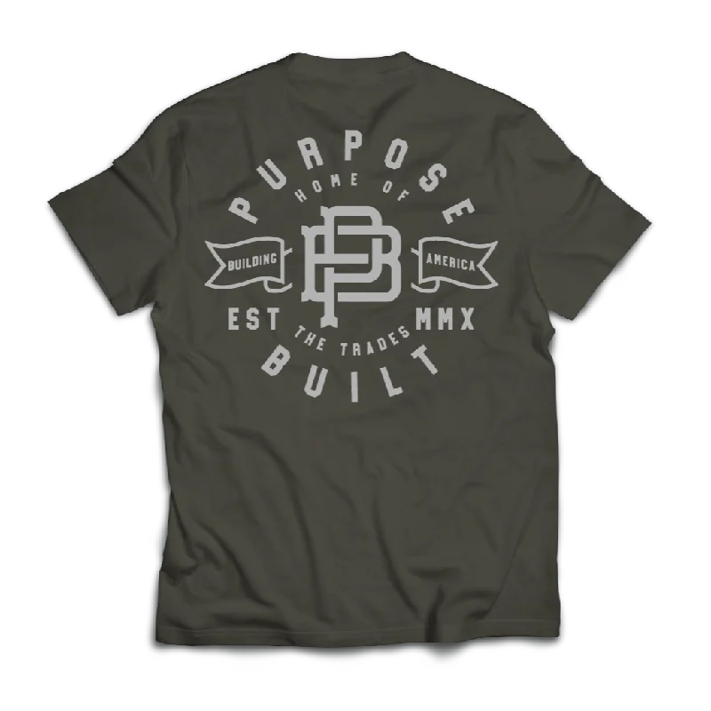 Hooded design Emblem Tee, Charcoal