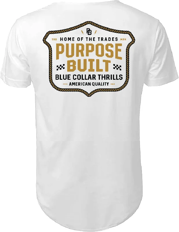 Elegant Style For the Thrills Tee, Drop Tail, White