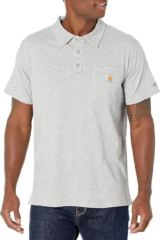 Classic Retro Force Cotton Pocket Polo Shirt - Heather Grey