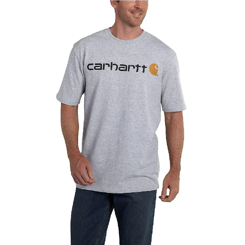 Fresh And Capable K195 - Loose Fit Heavyweight Short-Sleeve Logo Graphic T-Shirt - Heather Grey
