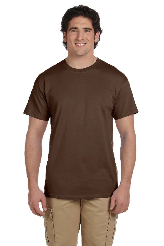 Fruit Of The Loom Mens HD Jersey Short Sleeve Crewneck T-Shirt - Chocolate Brown - Closeout