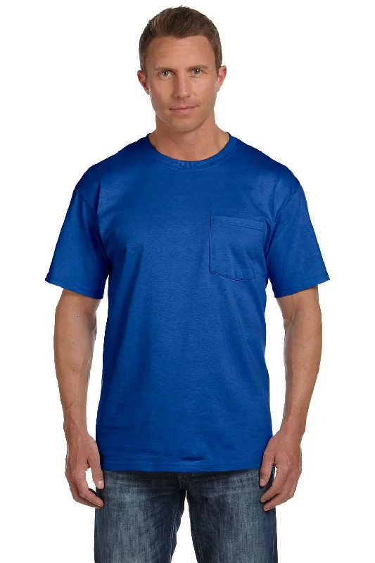 Fruit Of The Loom Mens HD Jersey Short Sleeve Crewneck T-Shirt w/ Pocket - Royal Blue