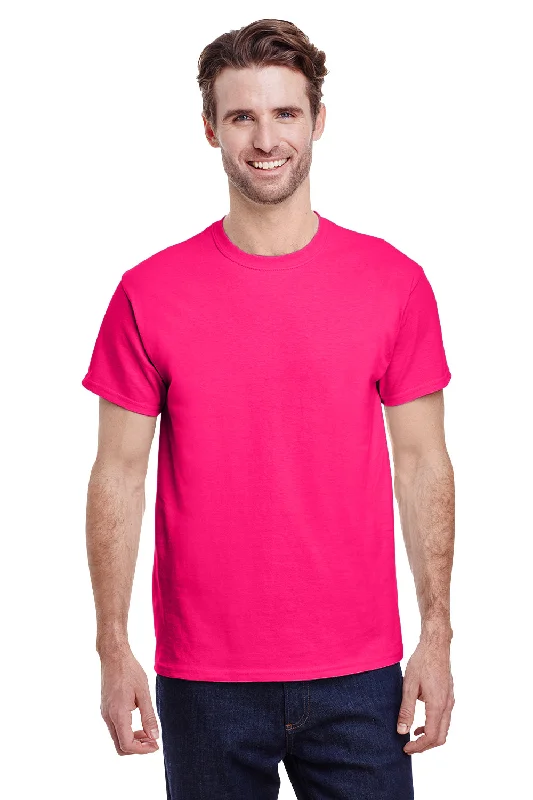 Gildan Mens Short Sleeve Crewneck T-Shirt - Heliconia Pink