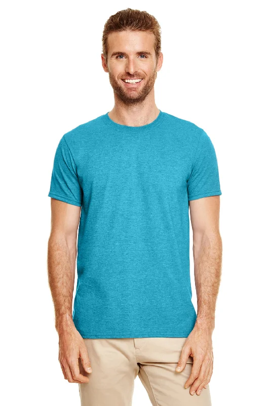 Gildan Mens Softstyle Short Sleeve Crewneck T-Shirt - Heather Galapagos Blue