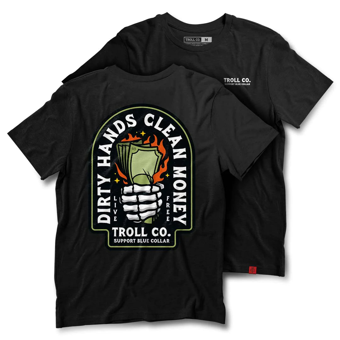 Knitted Design Green Back Tee - Black