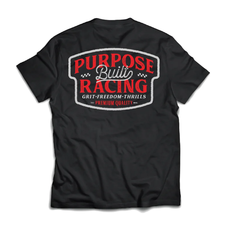 Mid-length Style Grit, Freedom & Thrills Tee, Black