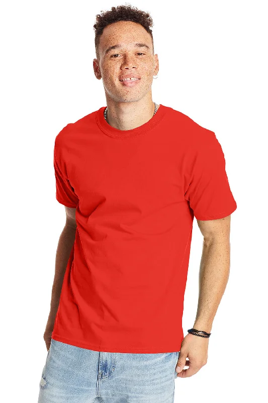 Hanes Mens Beefy-T Short Sleeve Crewneck T-Shirt - Poppy Red