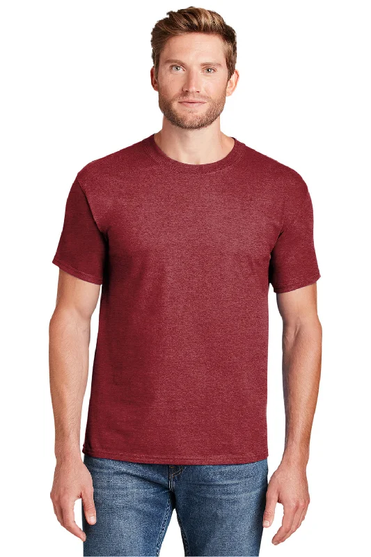 Hanes Mens Beefy-T Short Sleeve Crewneck T-Shirt - Heather Red