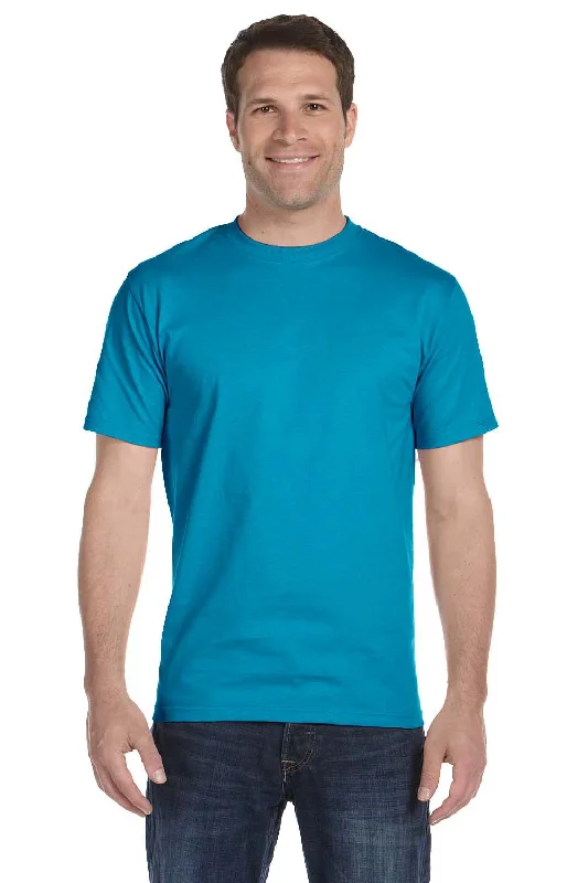 Hanes Mens Beefy-T Short Sleeve Crewneck T-Shirt - Teal Blue - Closeout