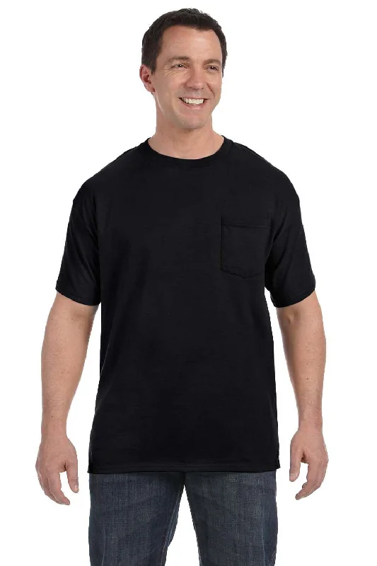 Hanes Mens ComfortSoft Short Sleeve Crewneck T-Shirt w/ Pocket - Black