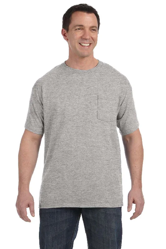 Hanes Mens ComfortSoft Short Sleeve Crewneck T-Shirt w/ Pocket - Light Steel Grey