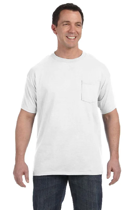 Hanes Mens ComfortSoft Short Sleeve Crewneck T-Shirt w/ Pocket - White