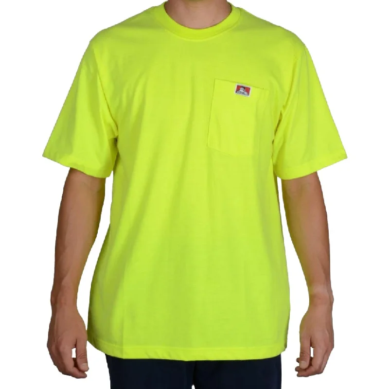Classic Retro Heavy Duty Short Sleeve Pocket T-Shirt: Safety Green