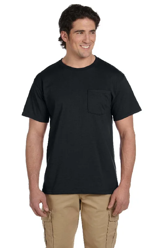 Jerzees Mens Dri-Power Moisture Wicking Short Sleeve Crewneck T-Shirt w/ Pocket - Black