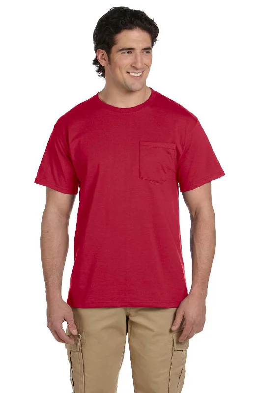 Jerzees Mens Dri-Power Moisture Wicking Short Sleeve Crewneck T-Shirt w/ Pocket - True Red