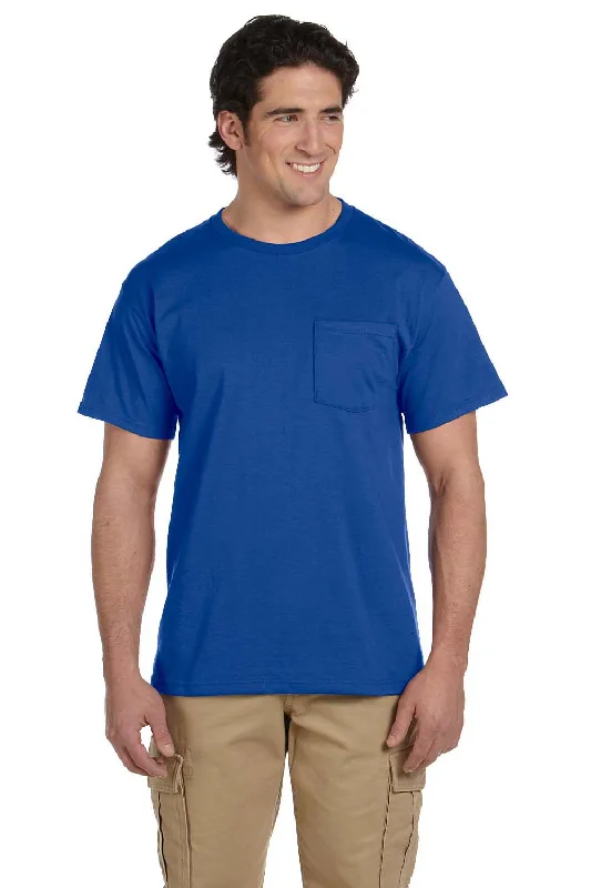 Jerzees Mens Dri-Power Moisture Wicking Short Sleeve Crewneck T-Shirt w/ Pocket - Royal Blue