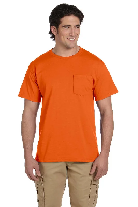 Jerzees Mens Dri-Power Moisture Wicking Short Sleeve Crewneck T-Shirt w/ Pocket - Safety Orange