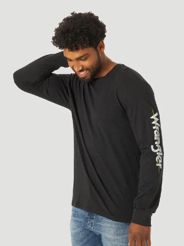 Comfy Chic Wear Wrangler Logo Long Sleeve Shirt - Black