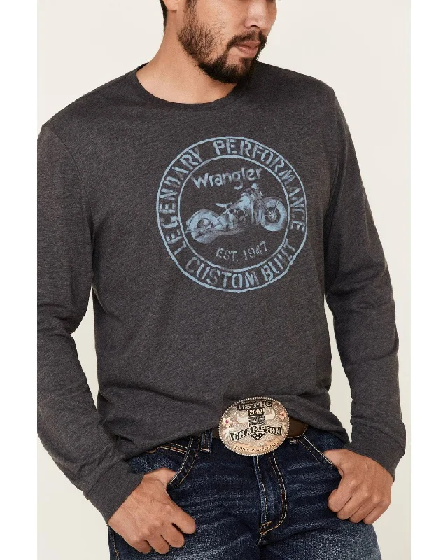 Classic Comfort Long Sleeve Motorcycle Front Graphic Shirt
