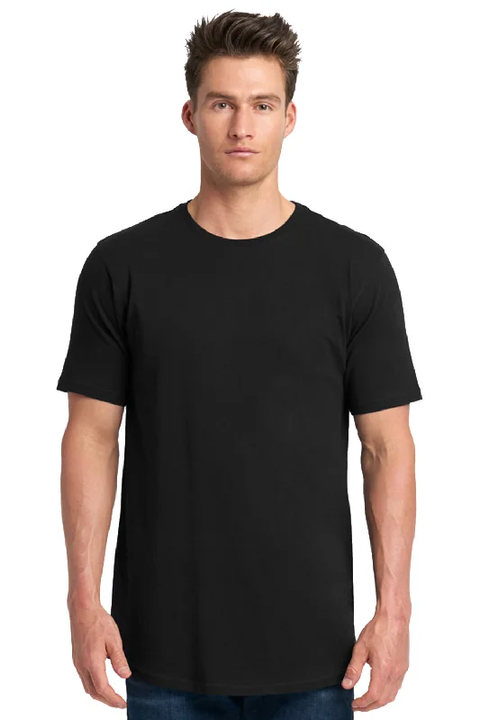 Next Level Mens Long Body Jersey Short Sleeve Crewneck T-Shirt - Black