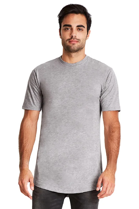 Next Level Mens Long Body Jersey Short Sleeve Crewneck T-Shirt - Heather Grey