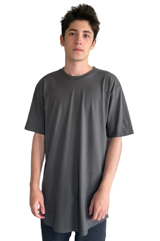 Next Level Mens Long Body Jersey Short Sleeve Crewneck T-Shirt - Heavy Metal Grey