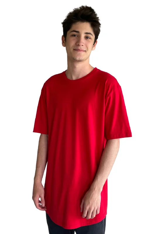 Next Level Mens Long Body Jersey Short Sleeve Crewneck T-Shirt - Red