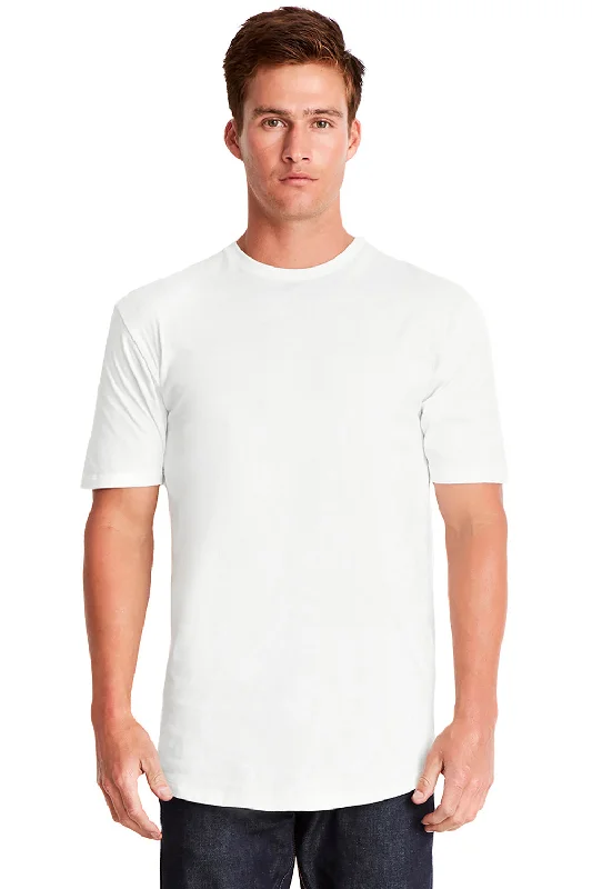 Next Level Mens Long Body Jersey Short Sleeve Crewneck T-Shirt - White