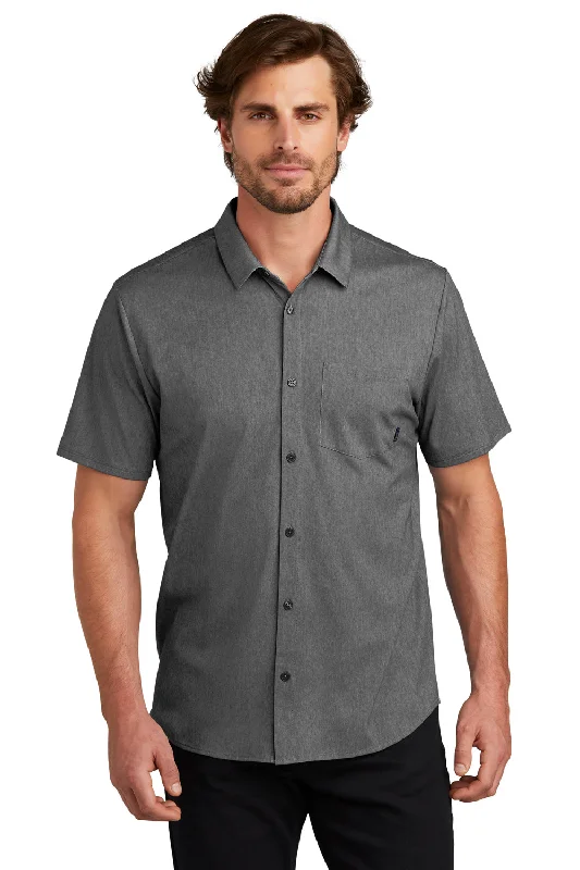 Ogio Mens Extend Short Sleeve Button Down Shirt w/ Pocket - Heather Blacktop