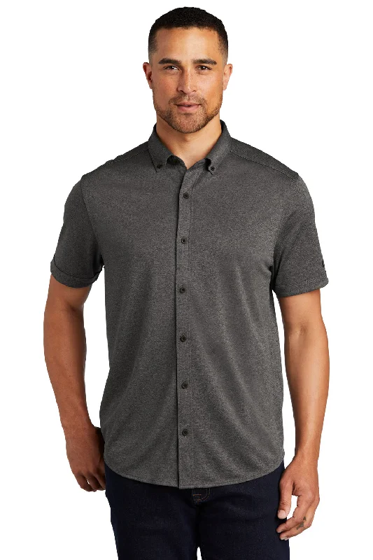 Ogio Mens Gravitate Moisture Wicking Short Sleeve Button Down Shirt - Heather Dark Grey