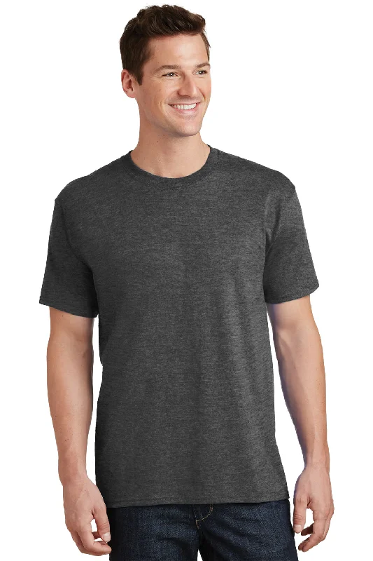 Port & Company Mens Core Short Sleeve Crewneck T-Shirt - Heather Dark Grey