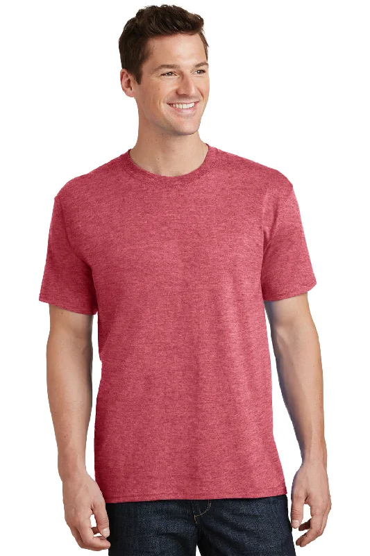 Easygoing Style Port & Company Mens Core Short Sleeve Crewneck T-Shirt - Heather Red