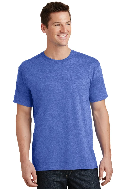 Port & Company Mens Core Short Sleeve Crewneck T-Shirt - Heather Royal Blue