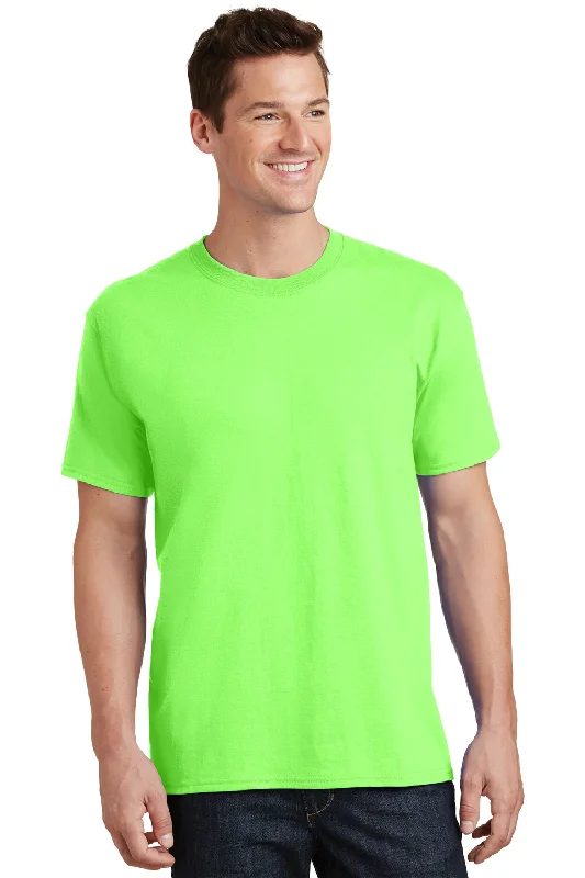 Free Design Port & Company Mens Core Short Sleeve Crewneck T-Shirt - Neon Green