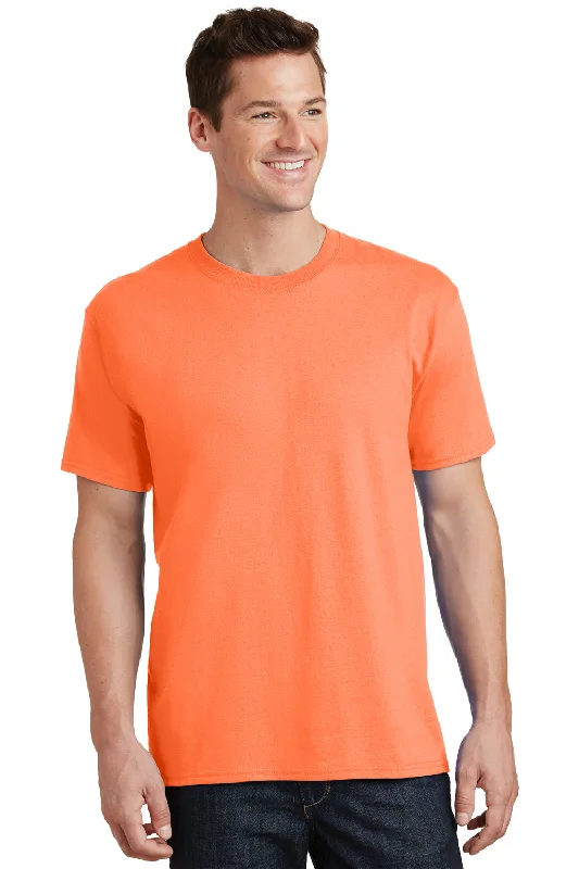 Port & Company Mens Core Short Sleeve Crewneck T-Shirt - Neon Orange