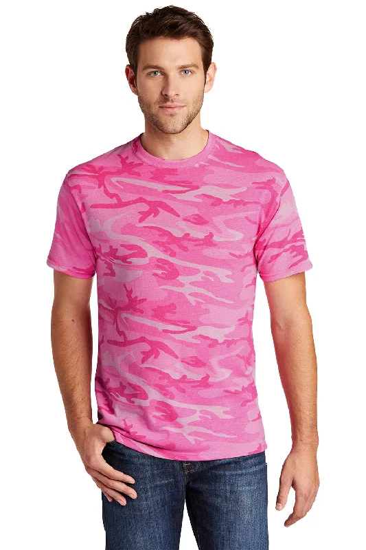 Port & Company Mens Core Short Sleeve Crewneck T-Shirt - Pink Camo