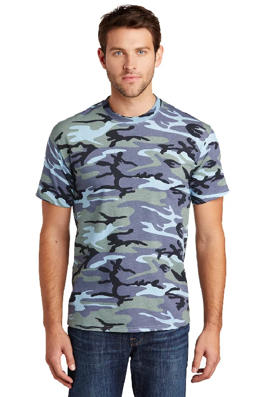 Port & Company Mens Core Short Sleeve Crewneck T-Shirt - Woodland Blue Camo