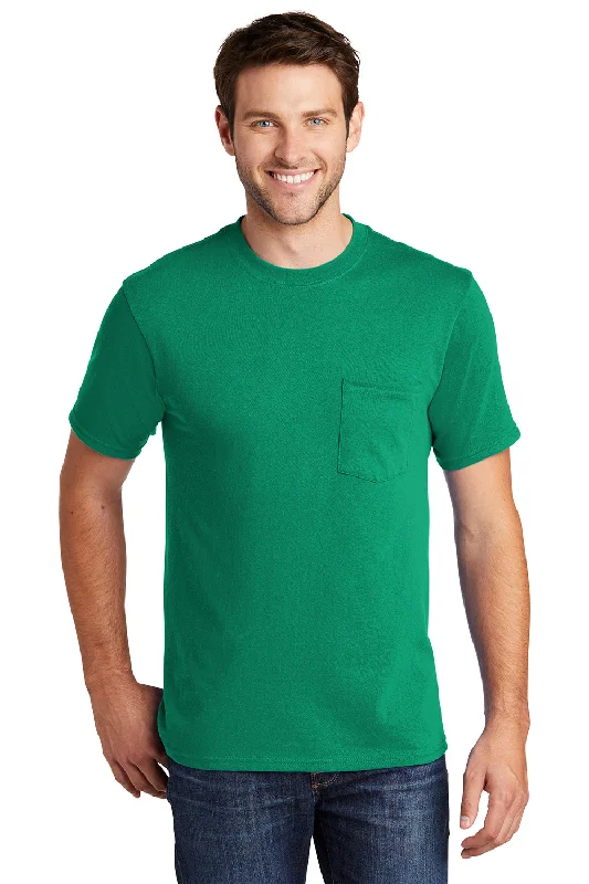 Port & Company Mens Core Short Sleeve Crewneck T-Shirt w/ Pocket - Kelly Green