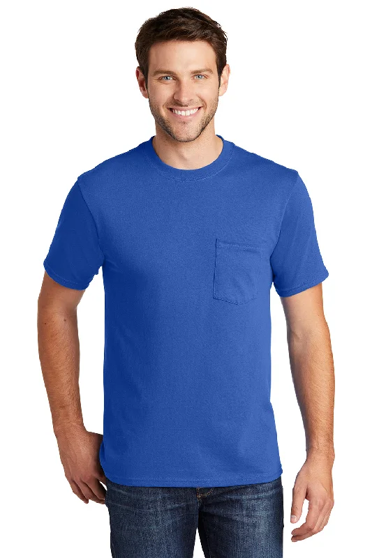 Port & Company Mens Core Short Sleeve Crewneck T-Shirt w/ Pocket - Royal Blue