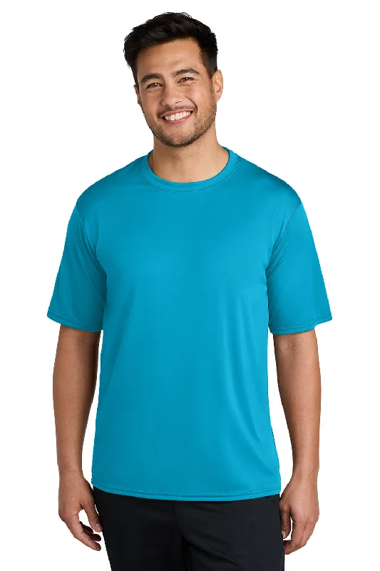 Port & Company Mens Dry Zone Performance Moisture Wicking Short Sleeve Crewneck T-Shirt - Neon Blue