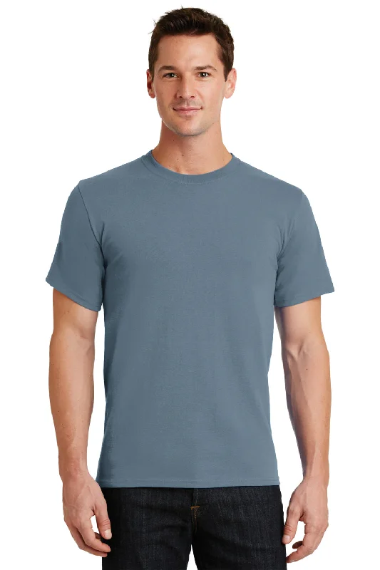 Port & Company Mens Essential Short Sleeve Crewneck T-Shirt - Stonewashed Blue