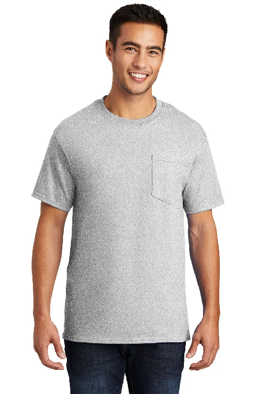 Soft Fashion Port & Company Mens Essential Short Sleeve Crewneck T-Shirt w/ Pocket - Ash Grey Soft Fashion Port & Company Mens Essential Short Sleeve Crewneck T-Shirt w/ Pocket - Ash Grey