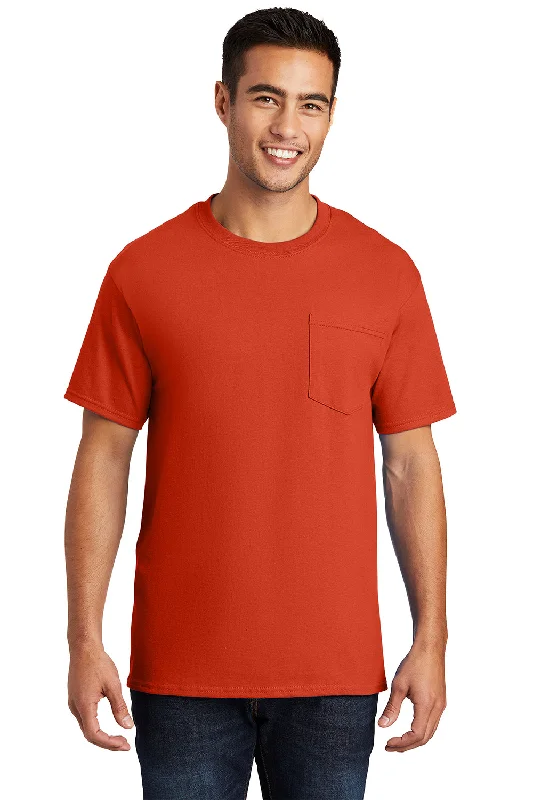 Port & Company Mens Essential Short Sleeve Crewneck T-Shirt w/ Pocket - Orange