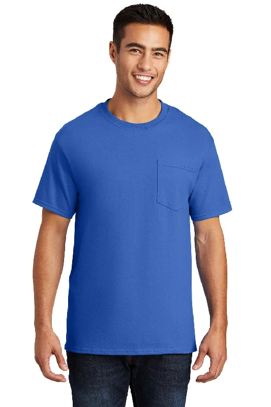 Elegant Comfort Port & Company Mens Essential Short Sleeve Crewneck T-Shirt w/ Pocket - Royal Blue Elegant Comfort Port & Company Mens Essential Short Sleeve Crewneck T-Shirt w/ Pocket - Royal Blue