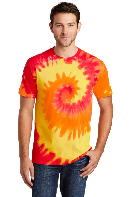 Port & Company Mens Tie-Dye Short Sleeve Crewneck T-Shirt - Blaze Rainbow