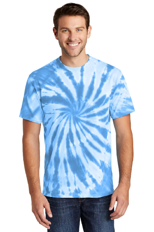 Port & Company Mens Tie-Dye Short Sleeve Crewneck T-Shirt - Light Blue