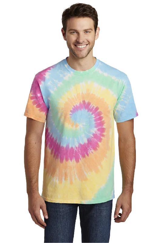 Port & Company Mens Tie-Dye Short Sleeve Crewneck T-Shirt - Pastel Rainbow